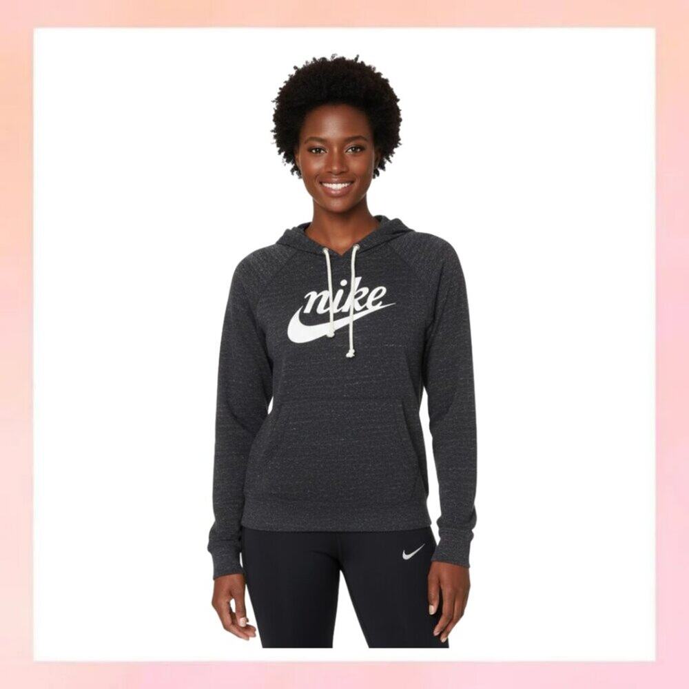 Nike Retro Script Logo Gray Heathered Pullover Hoodie